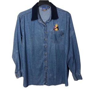 Winnie the Pooh and Piglet Denim Jean Shirt Womens Plus Size 26